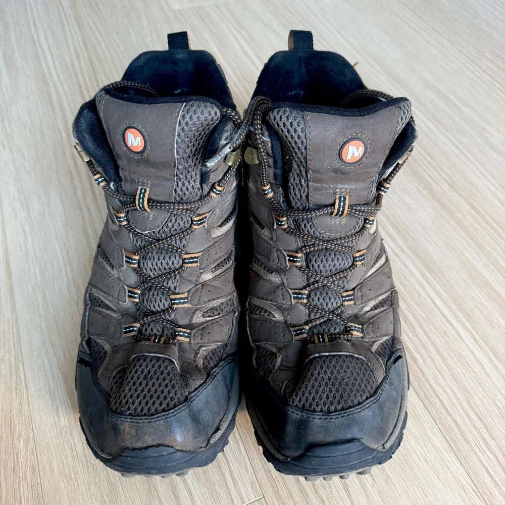 Merrell Dark Brown Hiking Boots Moab 3 Mid Waterproof Outdoor Gorpcore Size 10